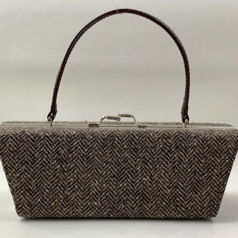 ALDO Handbag Brown Tweed Herringbone Moc Croc Handle